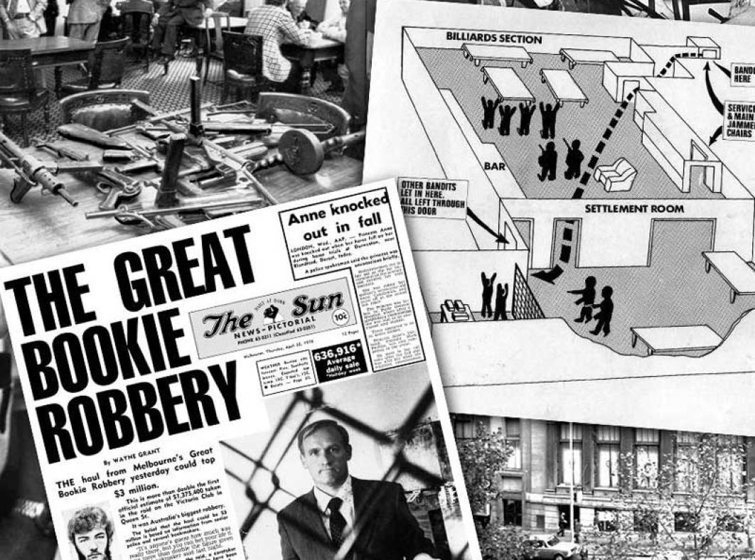 collage of newspapers and images