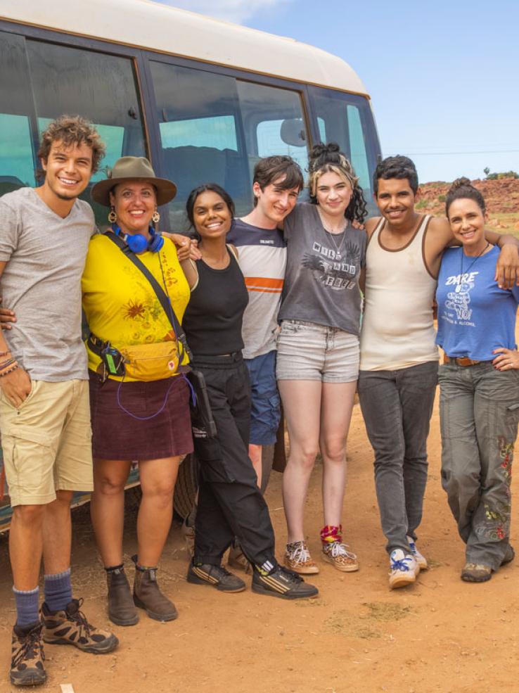 Director Jub Clerc with the cast of the film Sweet As