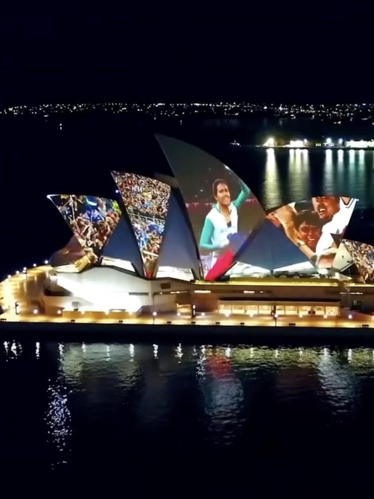 Images of the 2000 Sydney Olympics projected onto the Sydney Opera House