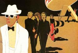 Colourful album cover form Skyhooks showing an illustration of the band walking away from an airplane. Colourful album cover form Skyhooks showing an illustration of the band walking away from an airplane.