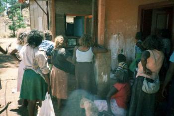 Ernabella community members watching local video production