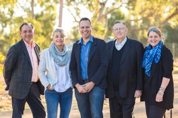 Photo of NFSA Board members Peter Rose, Toni Cody, Wayne Denning, Paul Neville and Gabrielle Trainor.