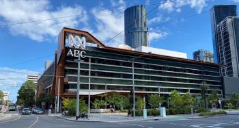 The ABC office building on the corner of a street in Southbank, Melbourne.
