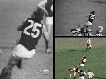 AFL Football player taking a mark in the 1970 grand final.