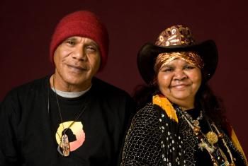 A portrait of Ruby Hunter and Archie Roach.