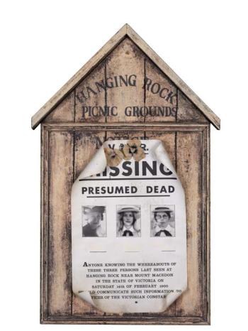 Prop of Picnic at Hanging Rock 'Missing' poster on noticeboard