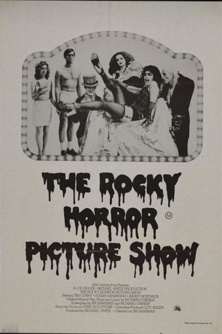 Black-and-white film poster of The Rocky Horror Picture Show.