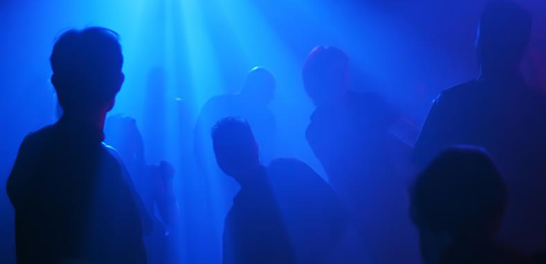 Silhouettes against blue light