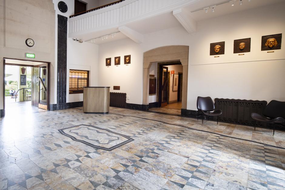 The tiled foyer in the Art Deco headquarters of the National Film and Sound Archive