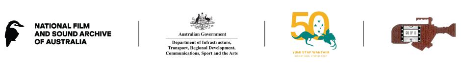 Logos for the NFSA, Australian Government, Yumi Stap Wantaim and National Film Institute of PNG.