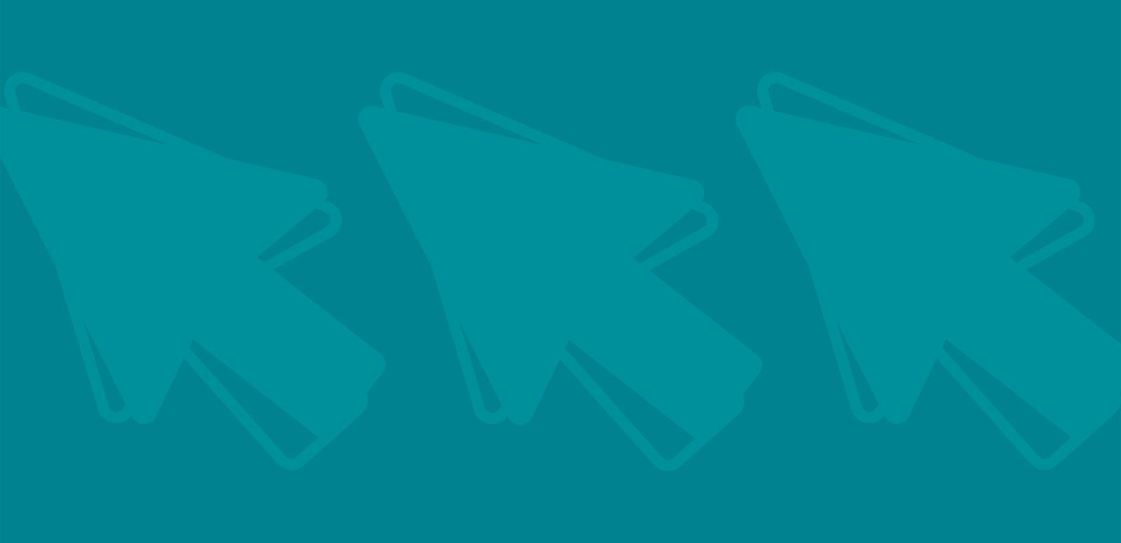 A stylised graphic with three cursor arrows