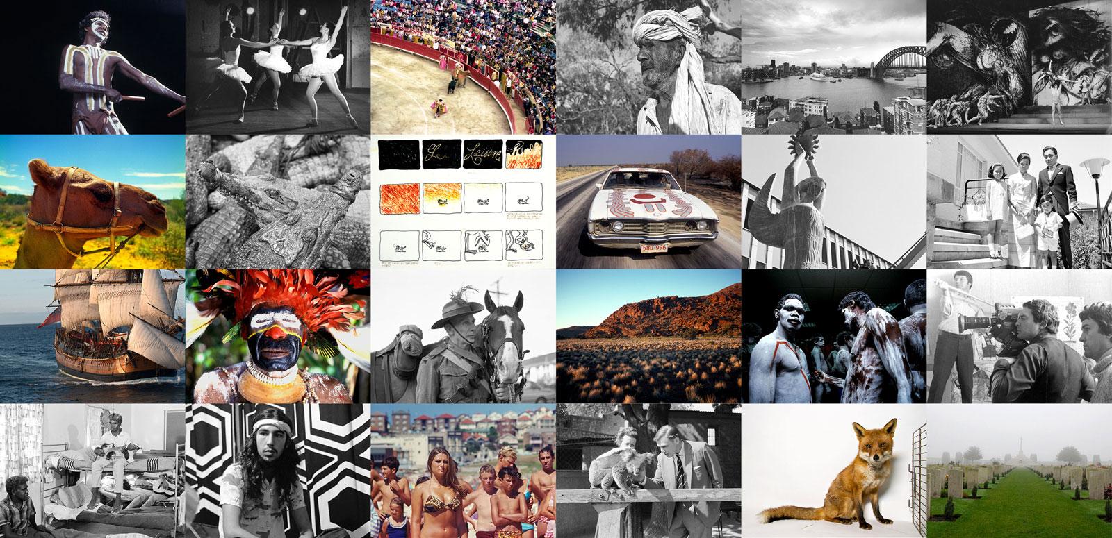 A grid of images showing scenes from Australian documentaries