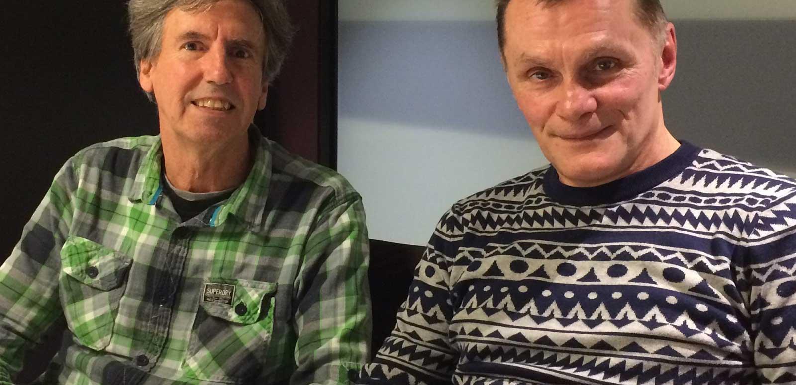 Two men, Robert Goodge and Gavin Campbell, seated, looking at camera.