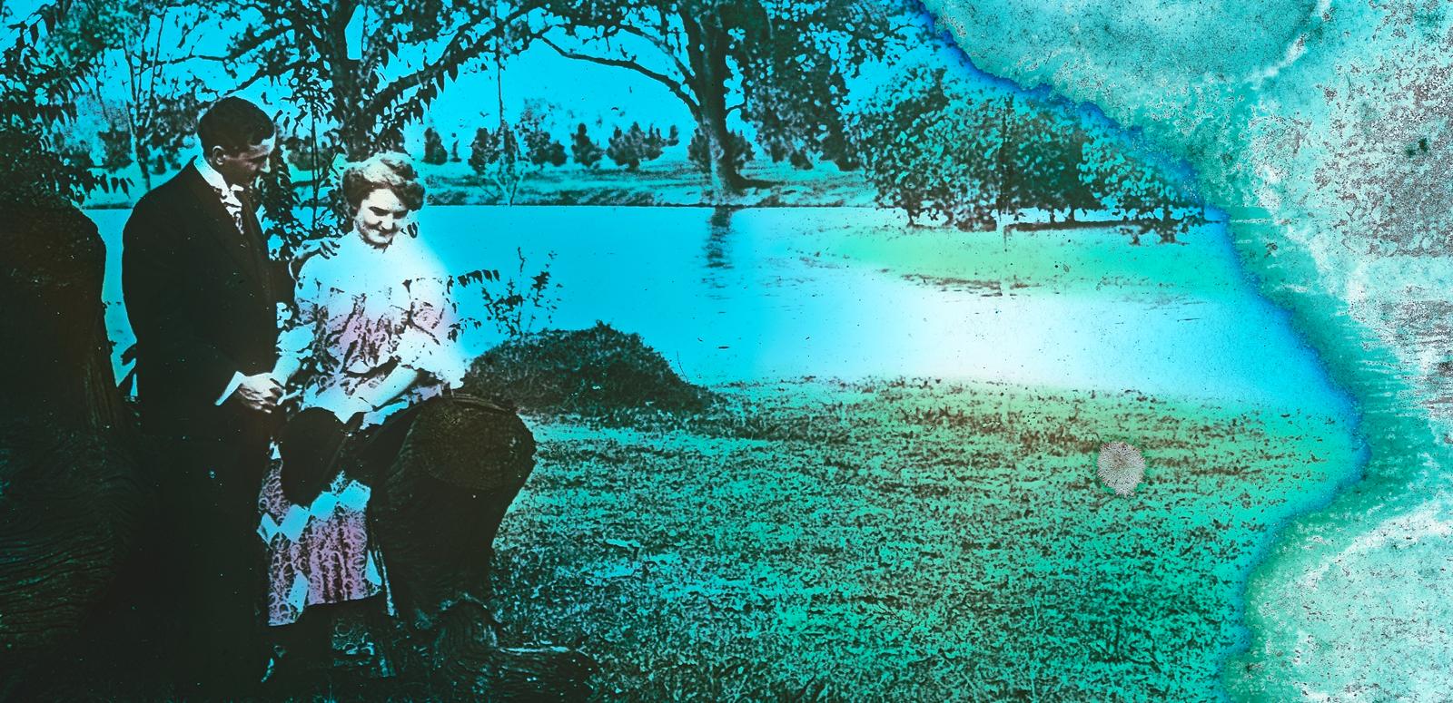 Old film still with coloured filter