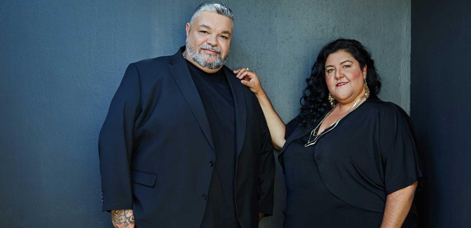 Film directors Adrian Wills and Gillian Moody in a publicity still.