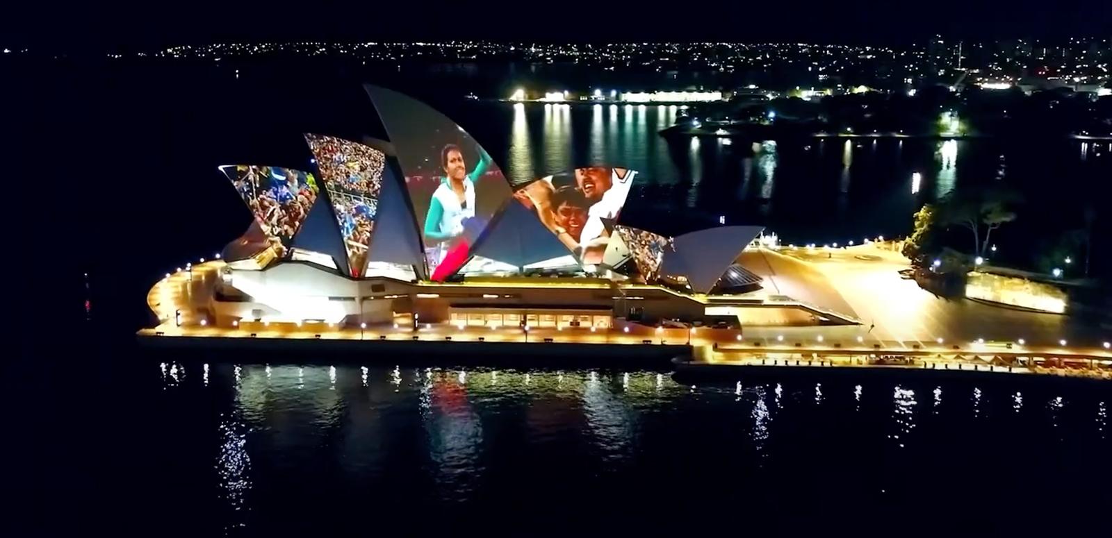 Images of the 2000 Sydney Olympics projected onto the Sydney Opera House