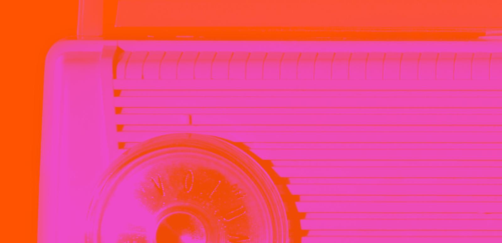 A stylised image of a bright pink radio against an orange background