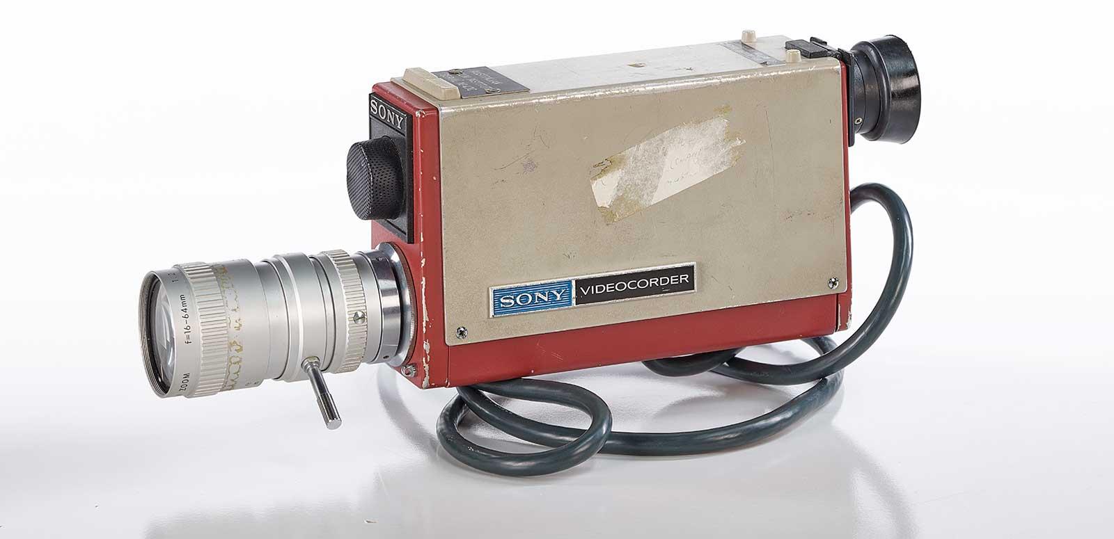 A portable video camera 