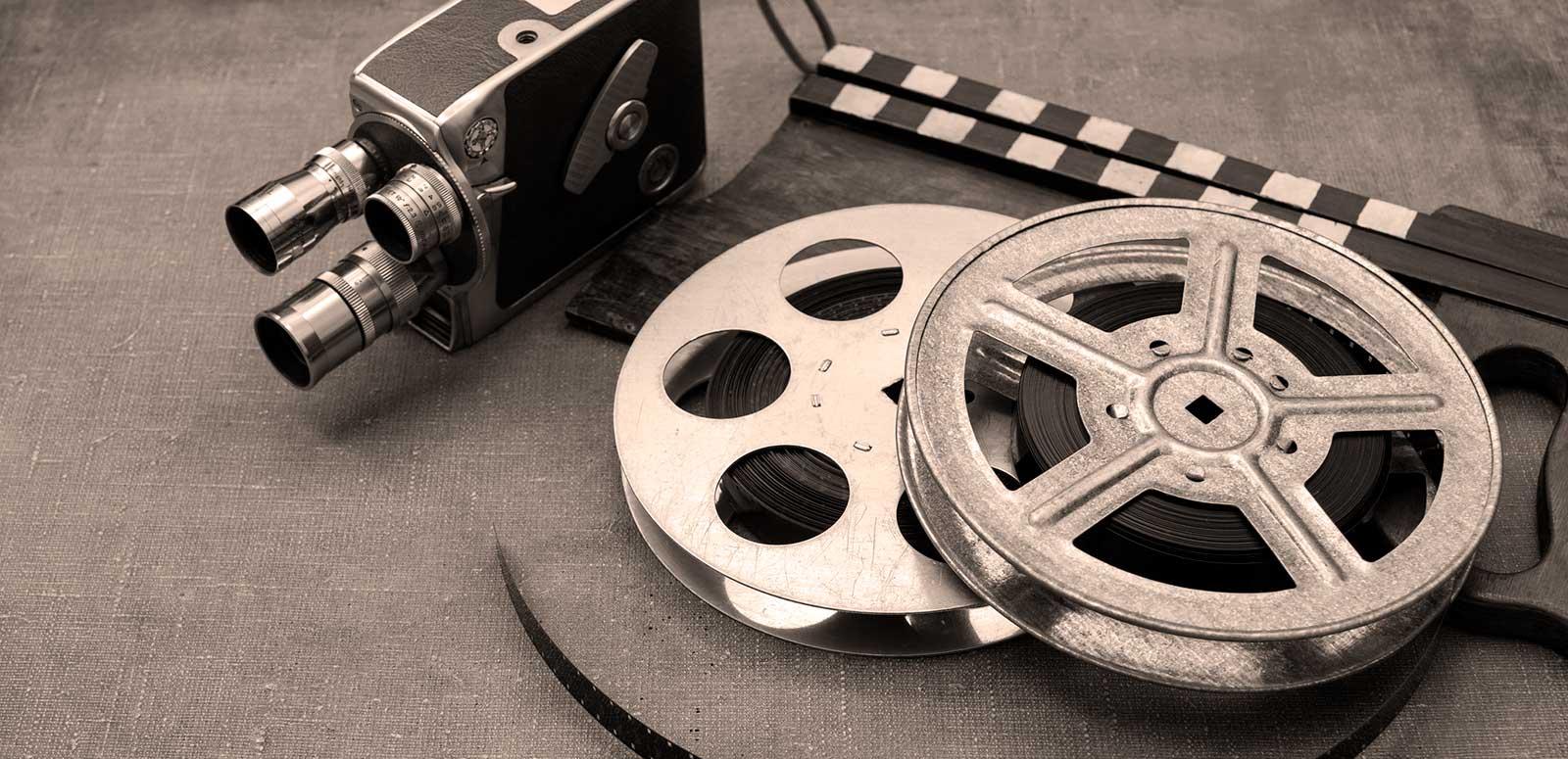 Vintage camera and film reels
