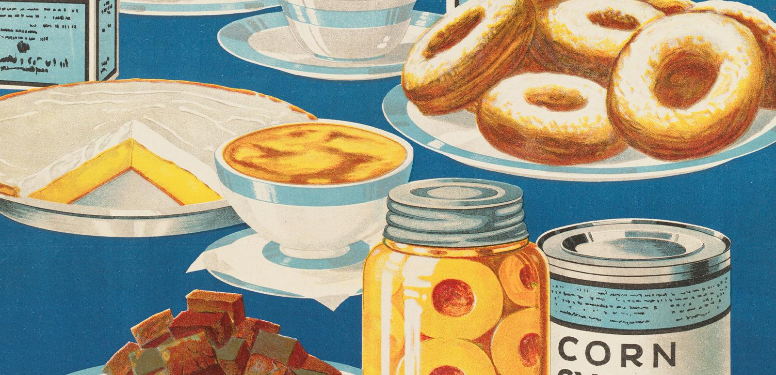 Detail from a 1918 American poster advertising corn and foods made from corn.
