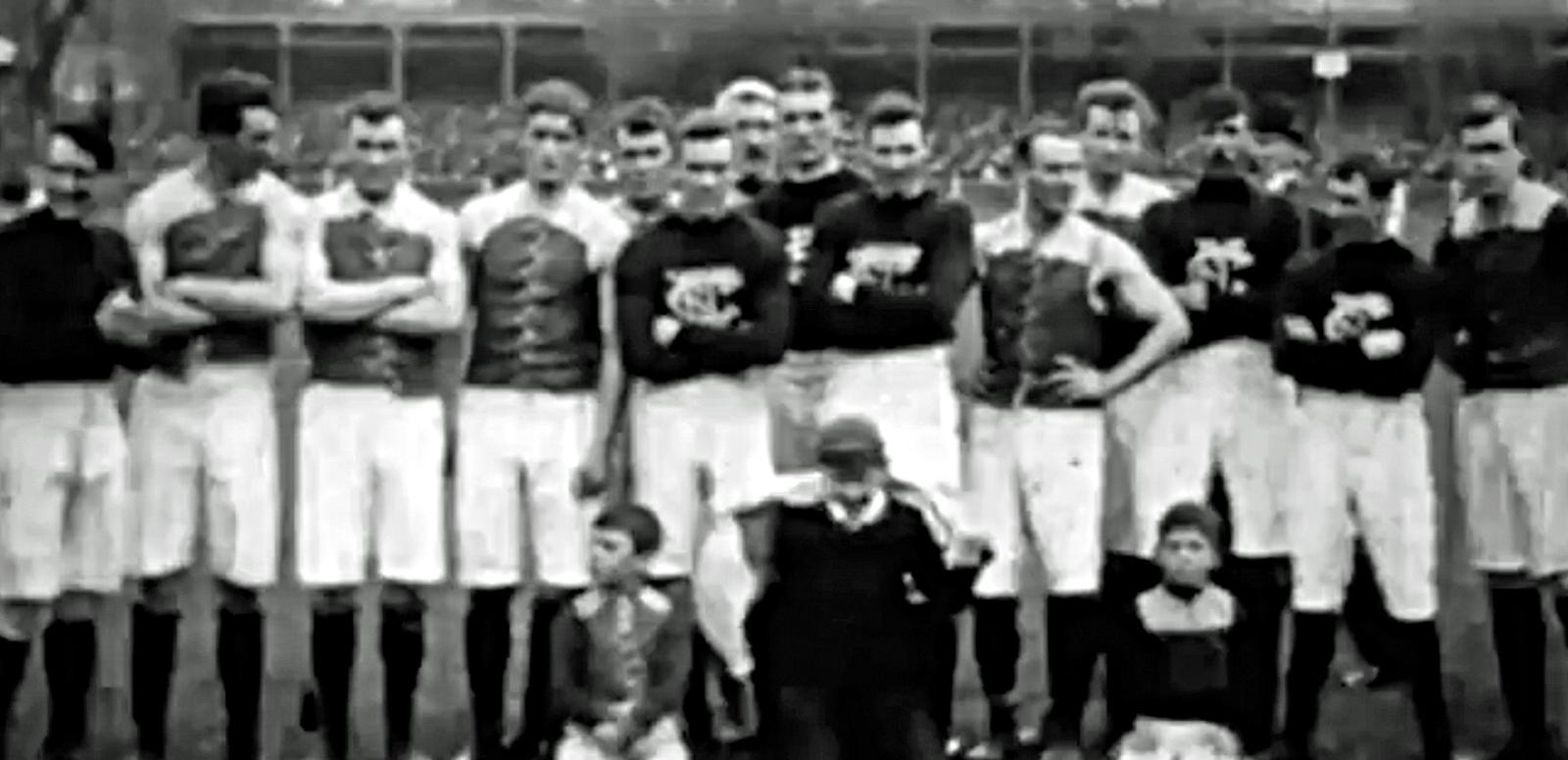A group of players at the end of the 1909 VFL Grand Final