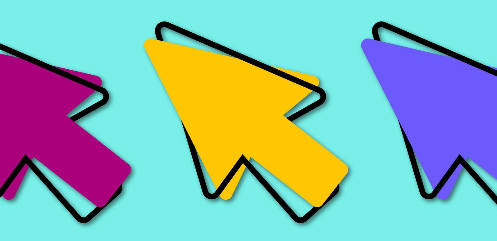 Colourful graphic of three arrrows