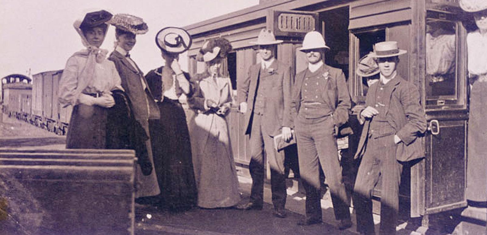 The Corricks The Corrick family standing in front of a train. c.1906