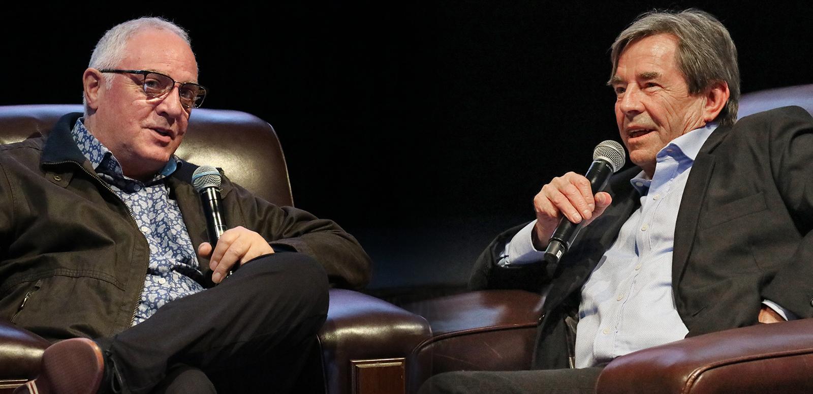 Lee Simon and John Paul Young being interviewed at the St Kilda Film Festival