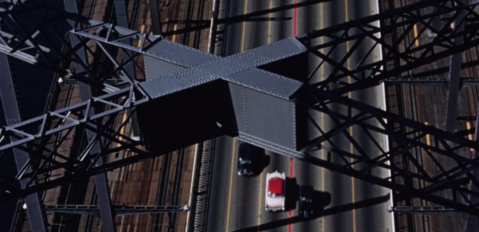 An overhead view of traffic on the Sydney Harbour Bridge in 1956 An overhead view of traffic on the Sydney Harbour Bridge in 1956