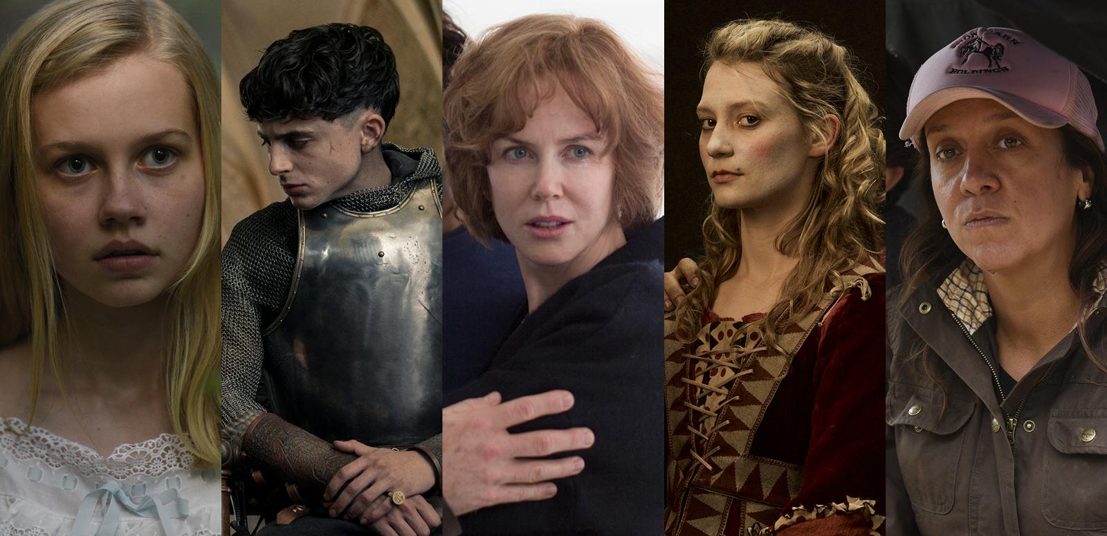 A series of five images showing scenes from movies