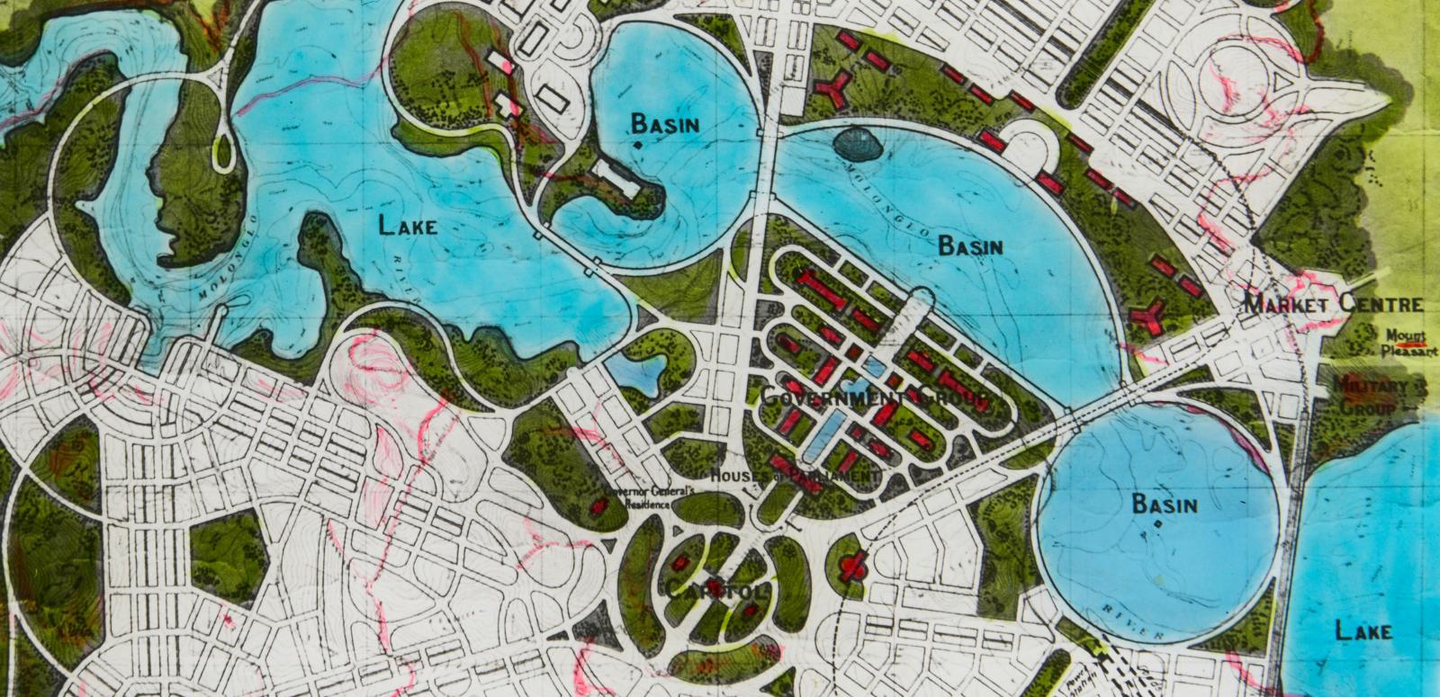 Glass slide of town planning design for Canberra Glass slide of town planning design for Canberra
