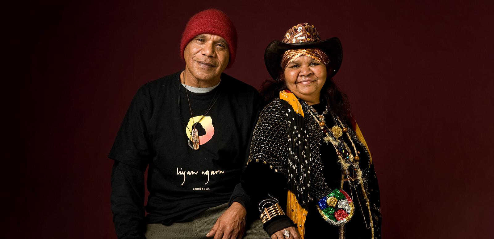 Archie Roach and Ruby Hunter smile for the camera.