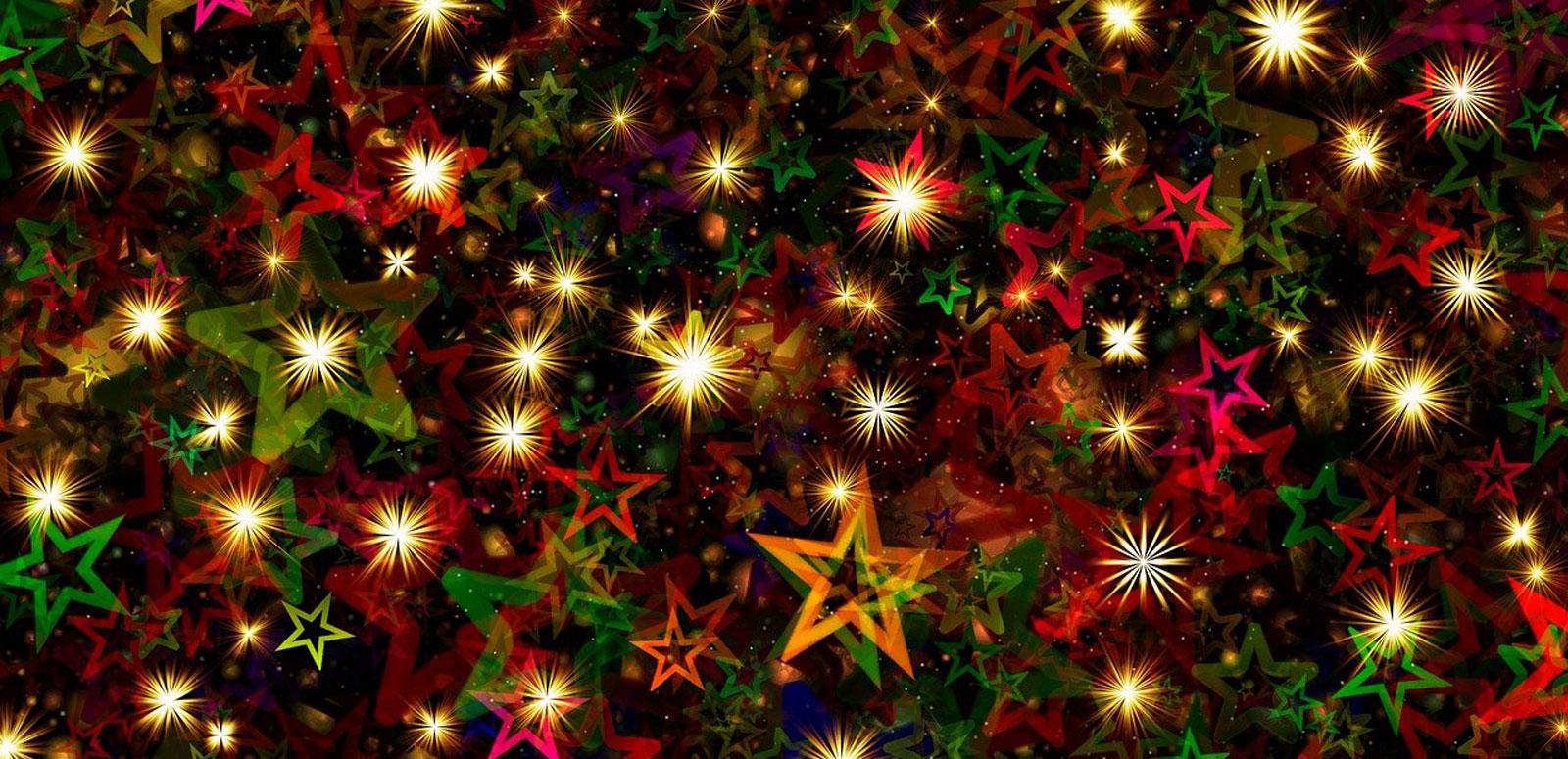 Christmas in Australia hero Stars and Christmas lights cover a red background.