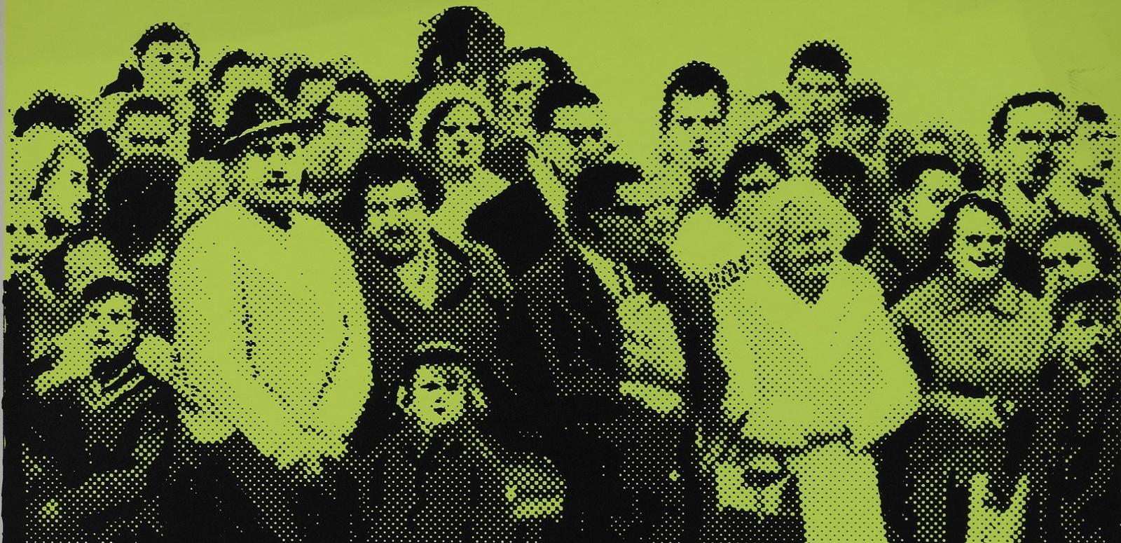 A poster showing a diverse group of people, with the text: Sydney Talks on Open Line. 1pm Mon to Fri on 2UE