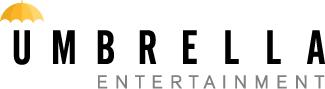 Logo that says 'Umbrella Entertainment' in block text. Above the 'u' is the top of a small yellow umbrella.