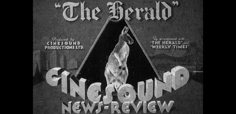 Cinesound News Review newsreel logo featuring a kangaroo