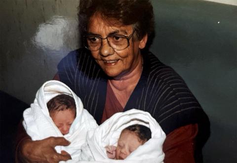 Aunty Pansy Hickey Holding her Grandchildren