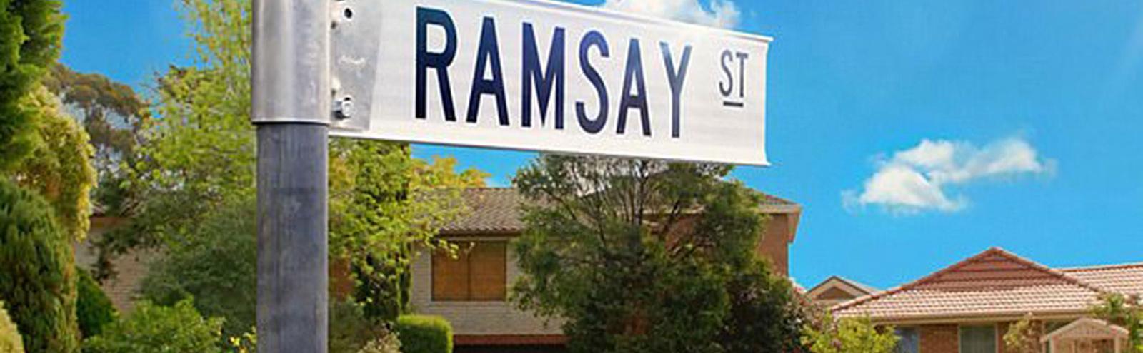 A street sign that says Ramsay St