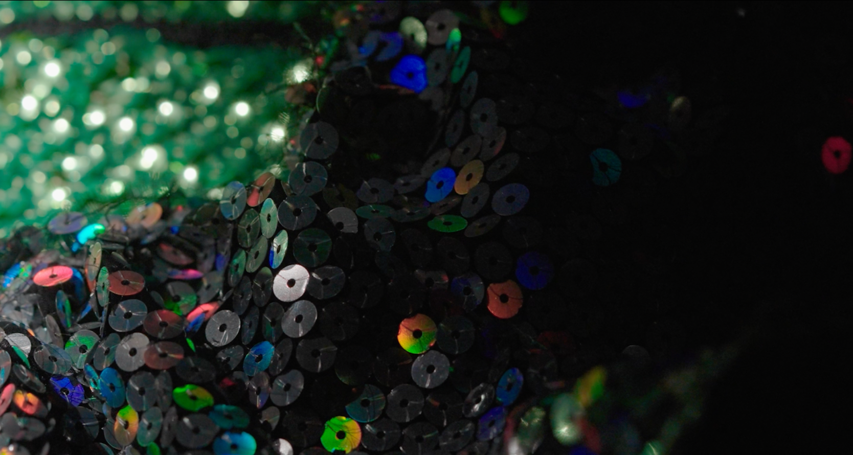 Close up of some sparkly sequinned fabric.