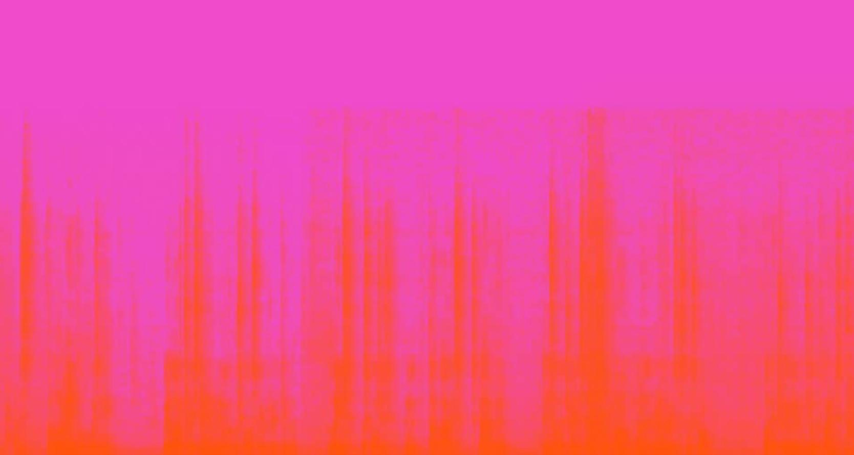 An orange soundwave superimposed on a pink background