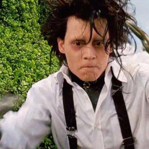 Close up of actor Johnny Depp in a scene from Edward Scissorhands