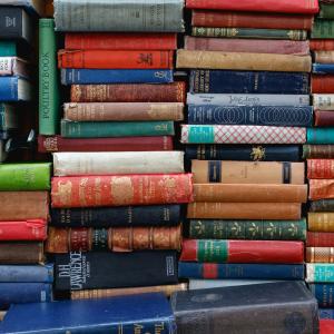 Image of a stack of multicoloured books