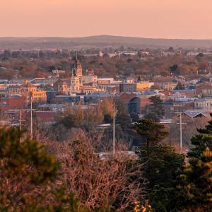 View from Black Hill lookout of Ballarat at sunset