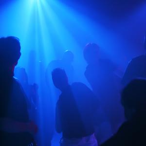 Silhouettes against blue light