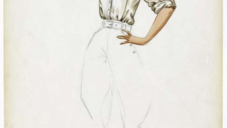 Thorn Birds costume design_cream blouse and jodpurs ORIGINAL COSTUME DESIGN DEPICTING A CREAM COLOURED BLOUSE AND JODHPURS WORN BY RACHEL WARD
