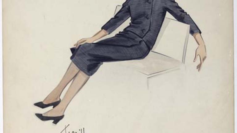 Thorn Birds costume design_charcoal grey skirt suit ORIGINAL COSTUME DESIGN DEPICTING A CHARCOAL GREY SKIRT SUIT