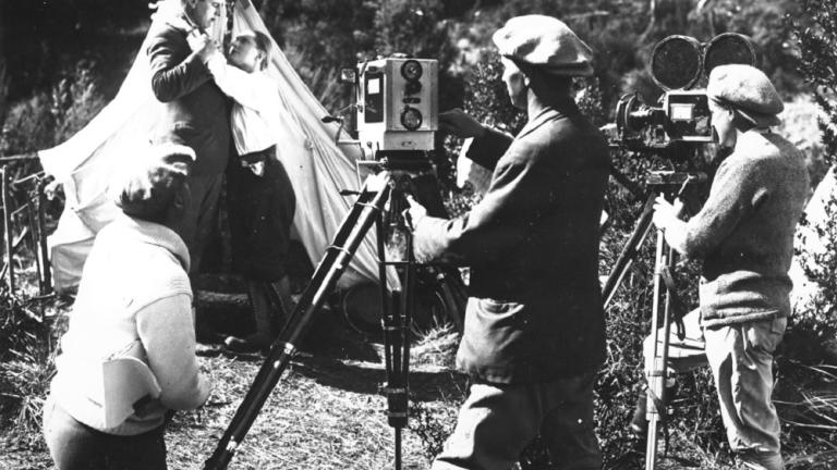Camera crew filming 'Jewelled Nights' with Louise Lovely