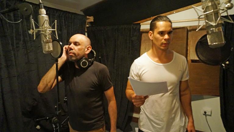 Two men in a recording studio