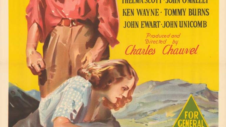Australian poster: Sons of Matthew Full colour poster for the film 'Sons of Matthew' showing Michael Pate lying injured on the ground with Thelma Scott bent over him. A male stands looking over both.
