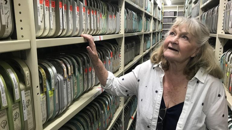 Val Lehmann in our magnetic tape storage vault